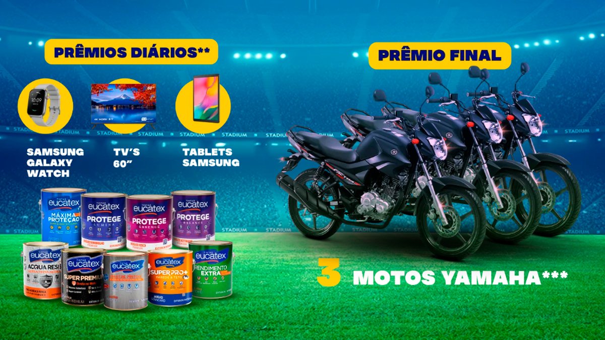 Pr&ecirc;mios e Sorteios em Destaque da Promo&ccedil;&atilde;o Eucatex Tem Pr&ecirc;mio em Campo