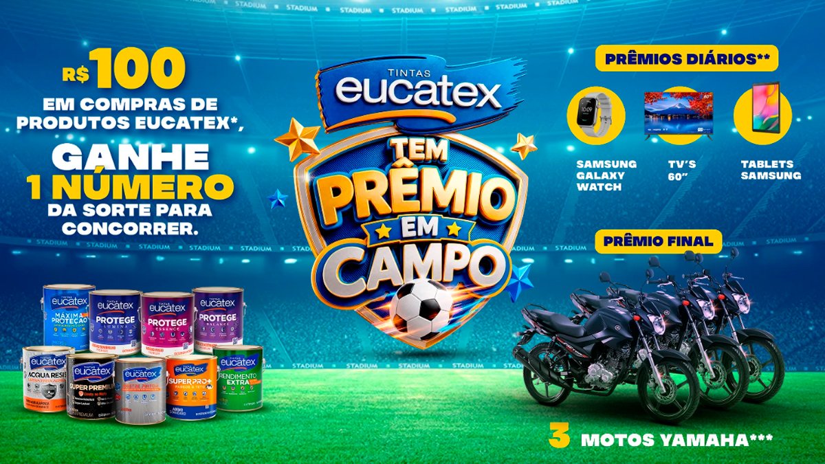 Banner da Promoção Eucatex Tem Prêmio em Campo