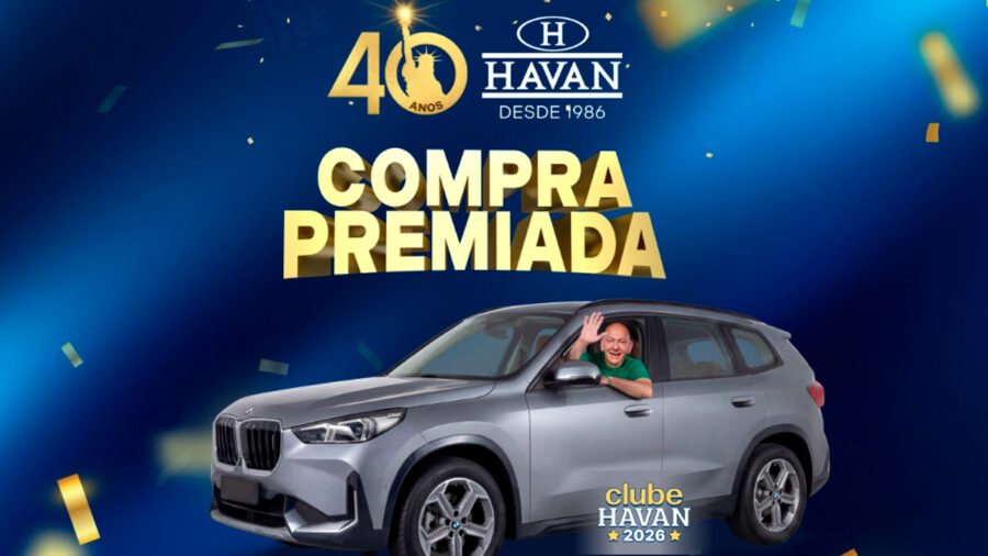Banner da Havan 40 Anos Compra Premiada