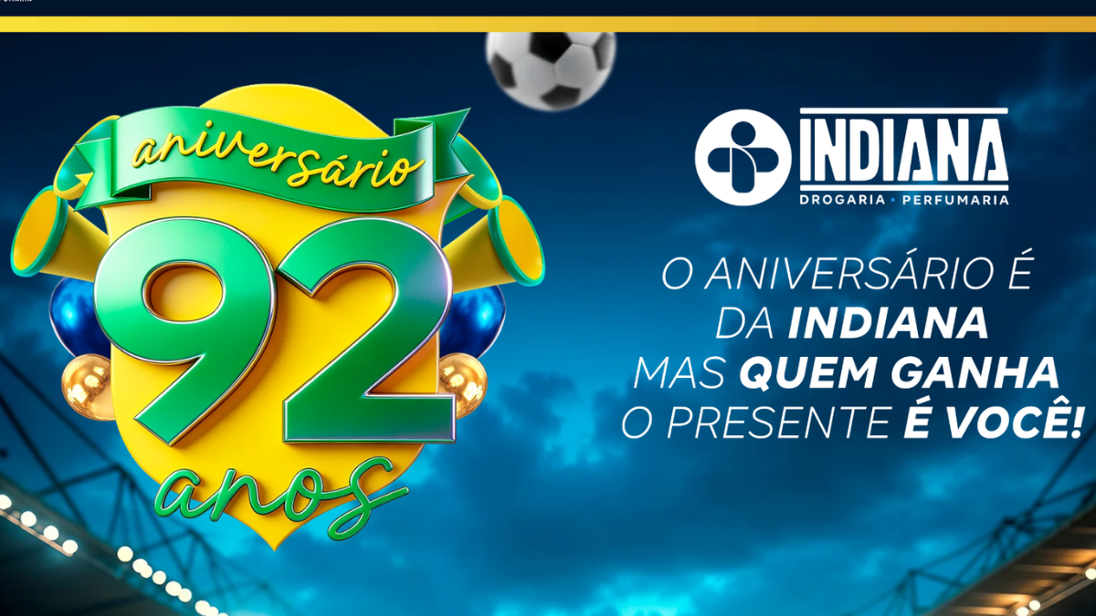 Banner da Promoção Farmácia Indiana Aniversário da Indiana