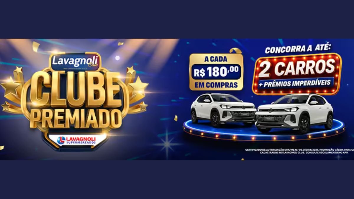 Banner da Promoção Clube Premiado Lavagnoli Supermercados