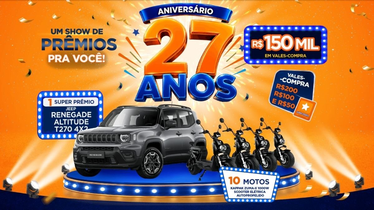 Banner da Promoção Rede Litoral Aniversário 27 Anos