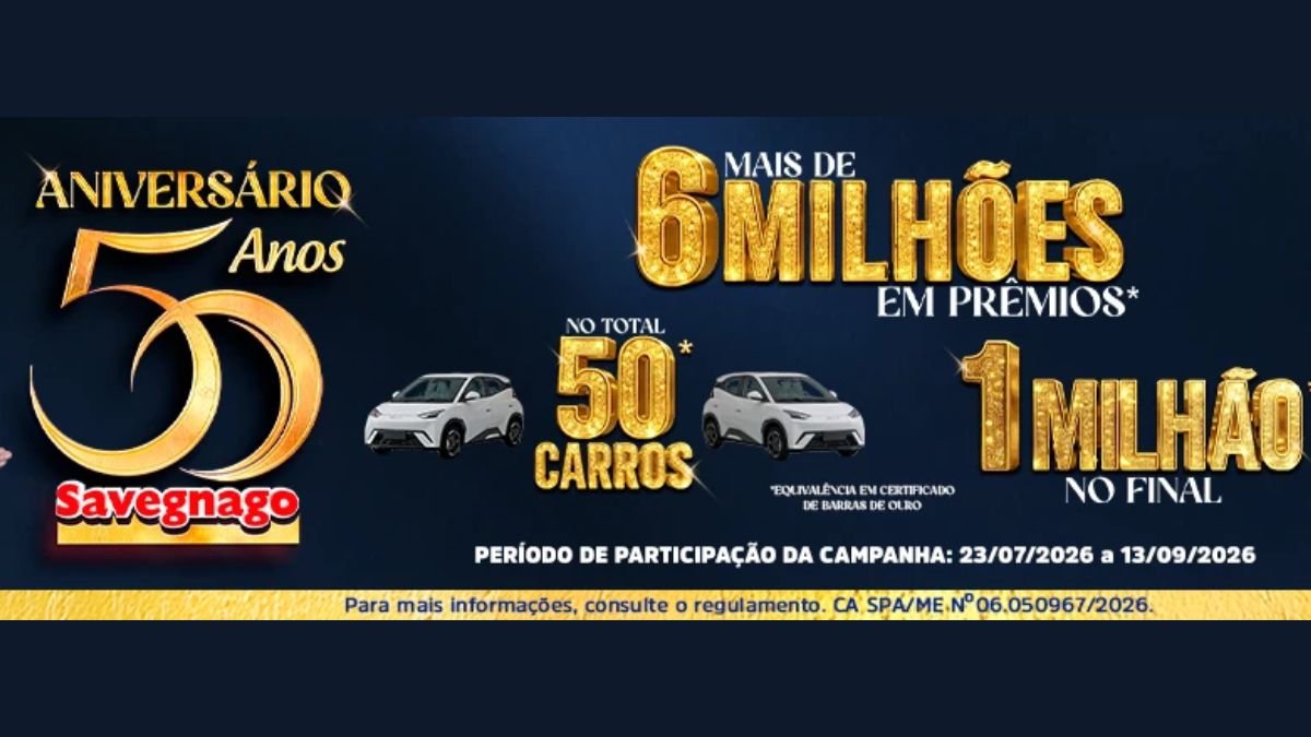 Banner da Promoção Savegnago Aniversário 50 Anos