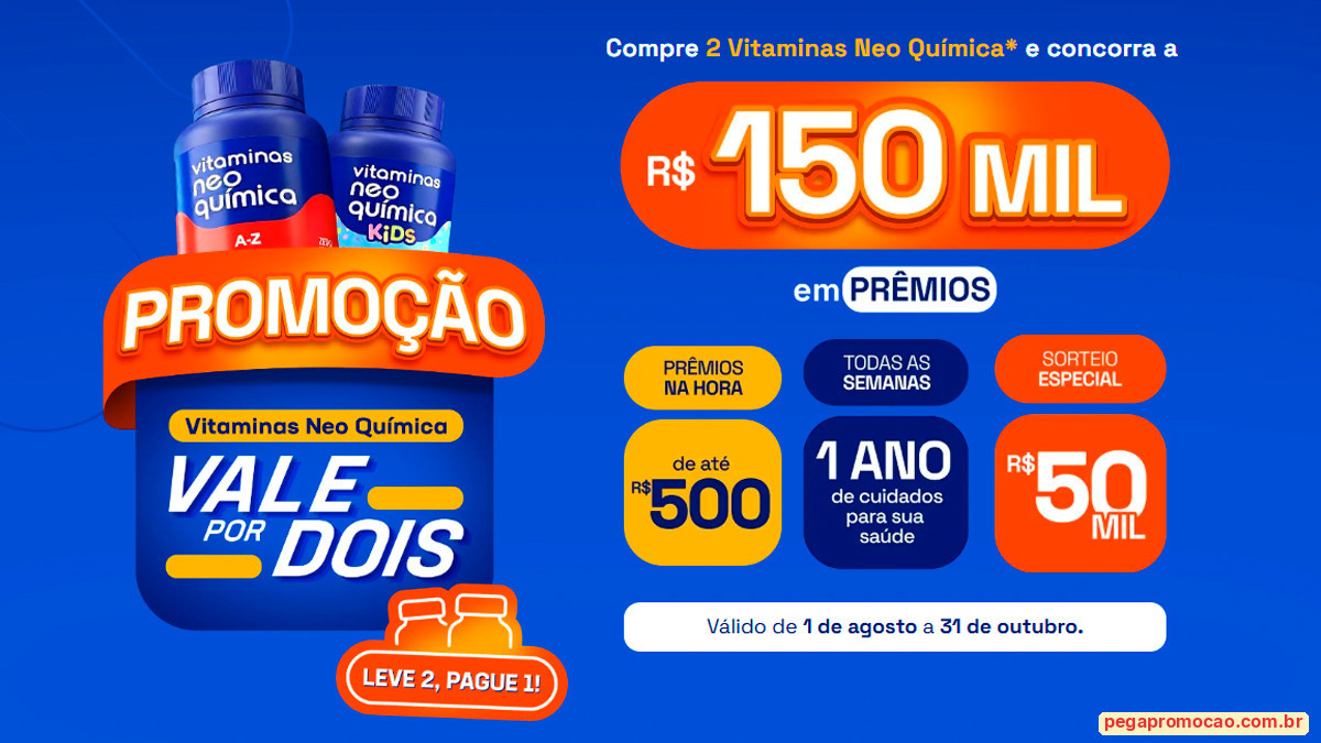 Banner da Promoção Vitaminas Neo Química Vale Por Dois