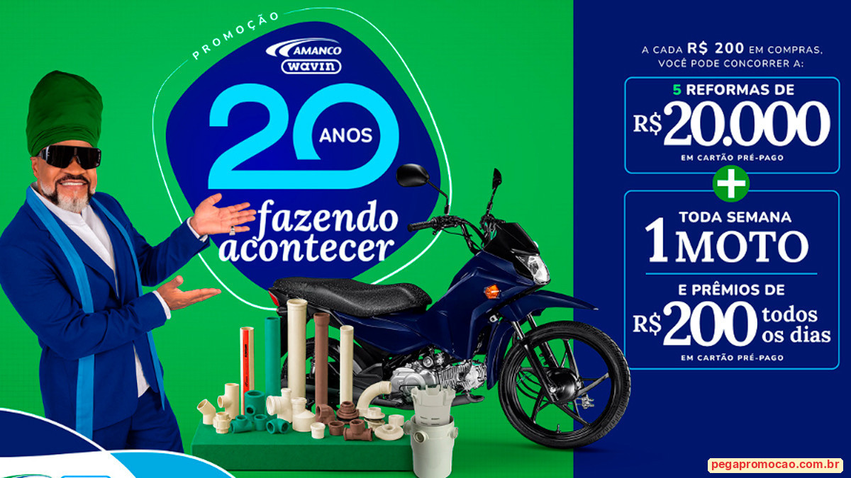 Banner da Promoção Amanco Wavin 20 Anos