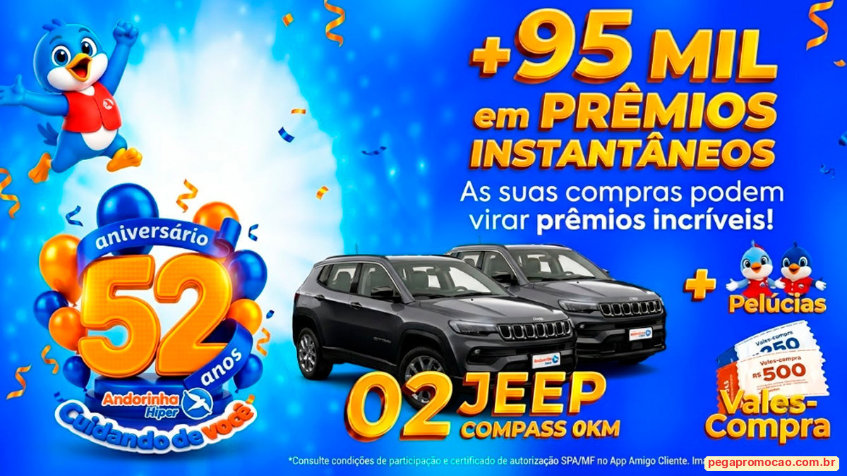 Banner da Promoção Aniversário 52 Anos Andorinha
