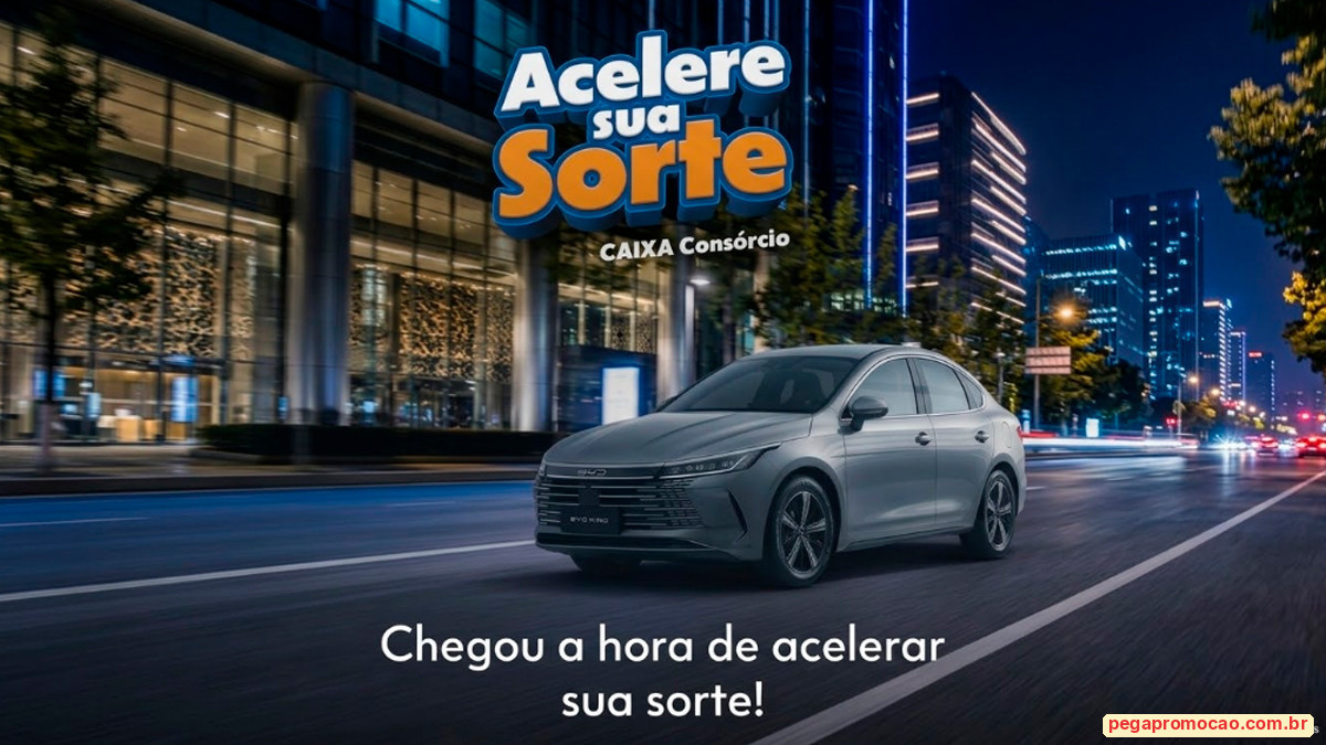 Banner da Promoção Caixa Consórcio Acelere Sua Sorte