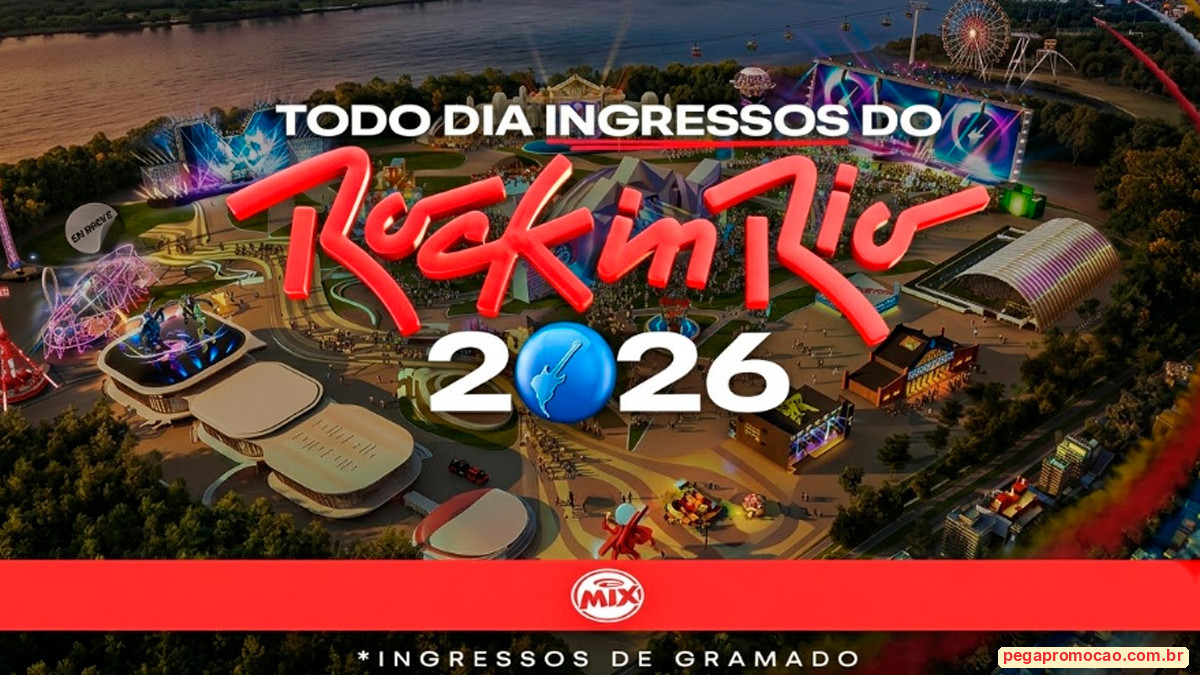 Banner da Promoção Mix Fm Ingressos do Rock in Rio 2026