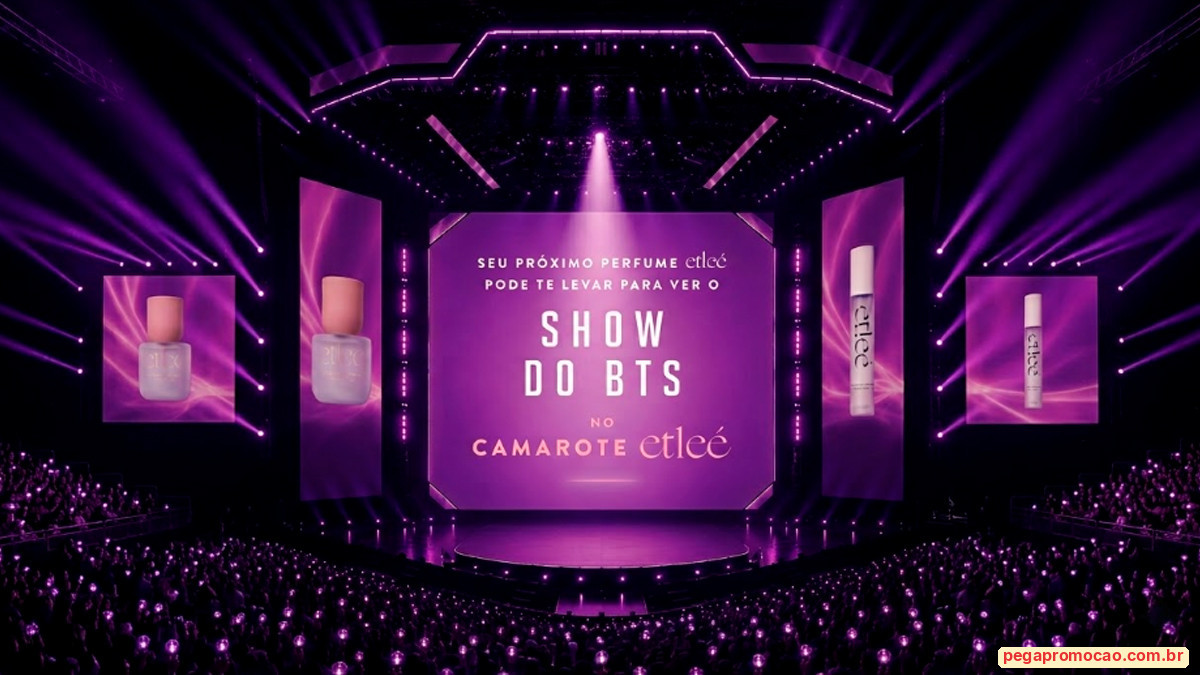 Banner da Promoção Você no Camarote Etleé no Show do BTS com Leo Cosméticos