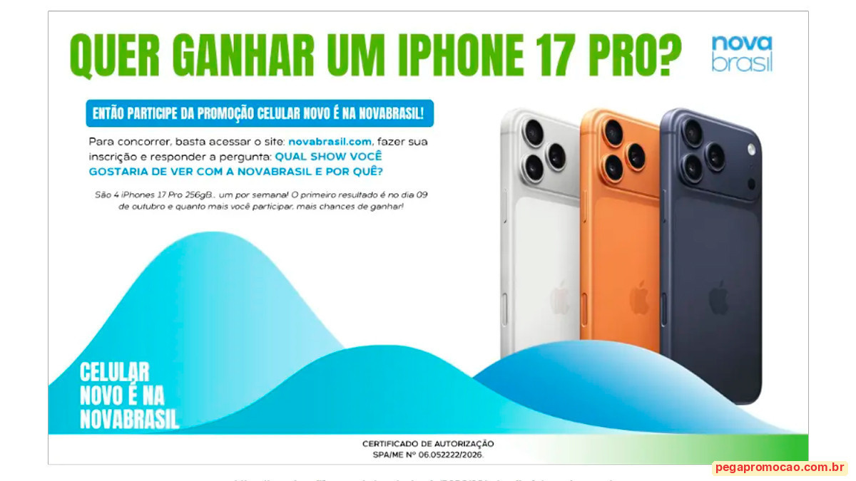 Banner da Promoção Novabrasil iPhone 17