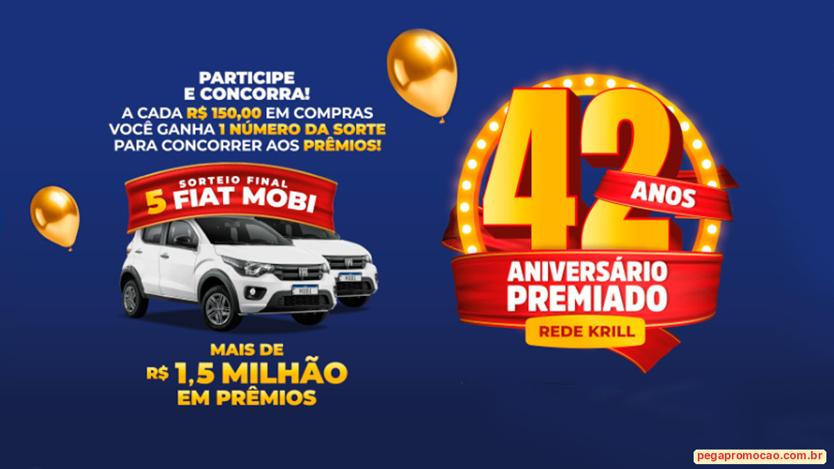 Banner da Promoção Rede Krill Aniversário Premiado