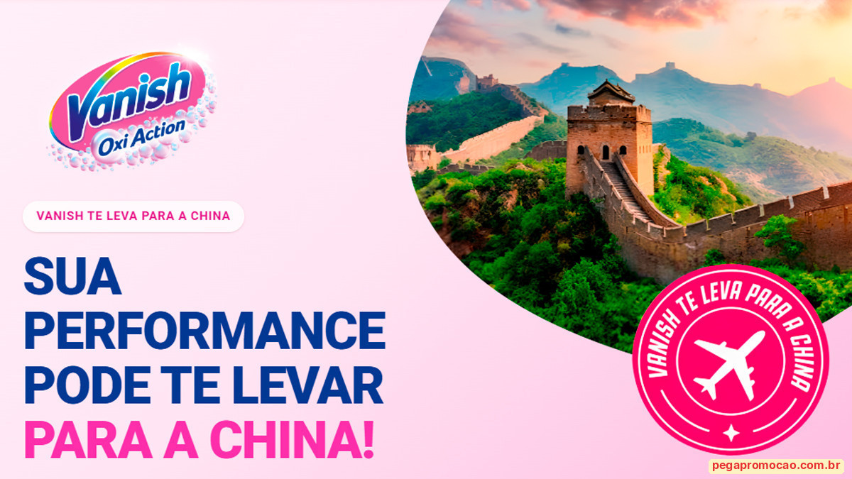 Banner da Promoção Vanish Te Leva para a China