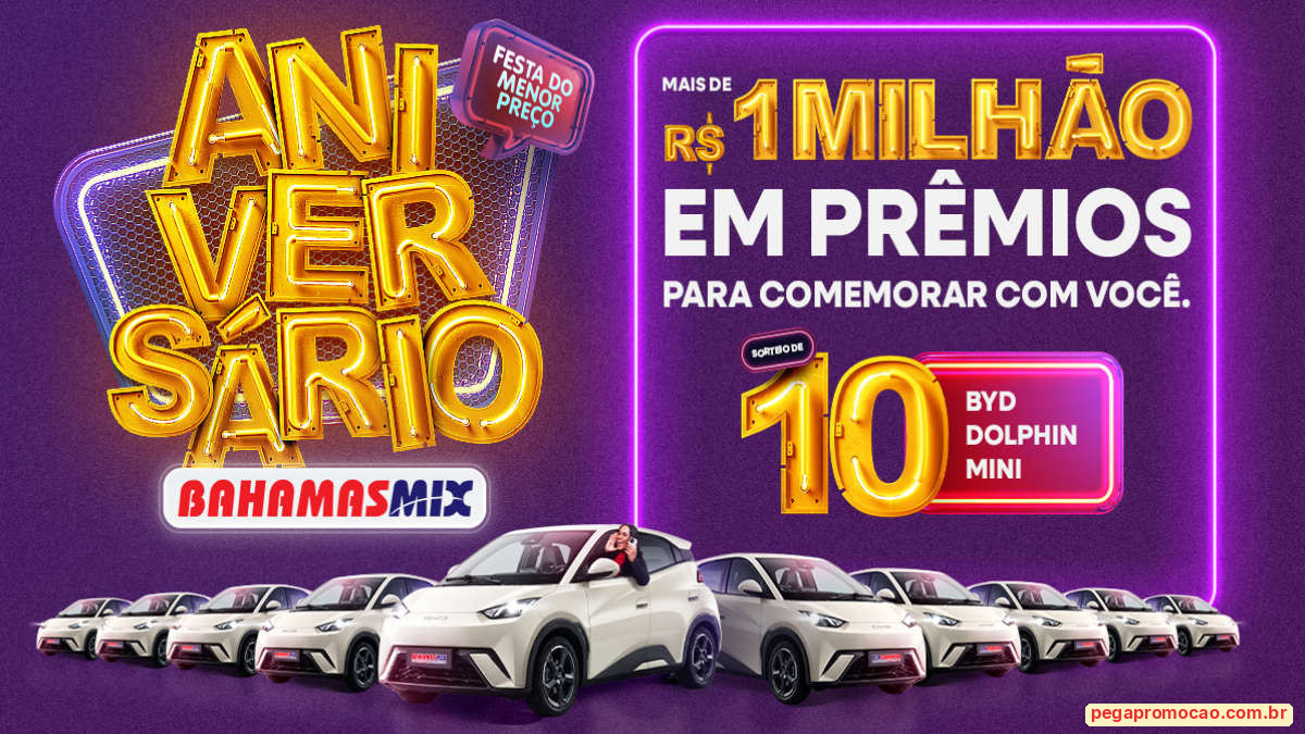 Banner da Promoção Bahamas Supermercados Aniversário