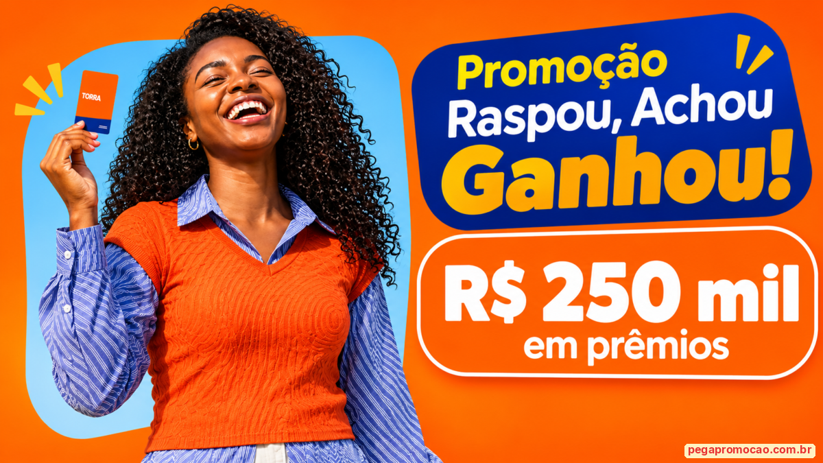 Banner da Promoção Lojas Torra Raspou, Achou, Ganhou