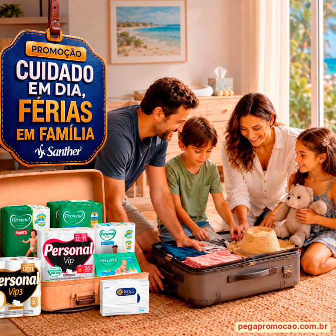 Prêmios e Sorteios em Destaque da Promoção Santher Cuidado em Dia, Férias em Família
