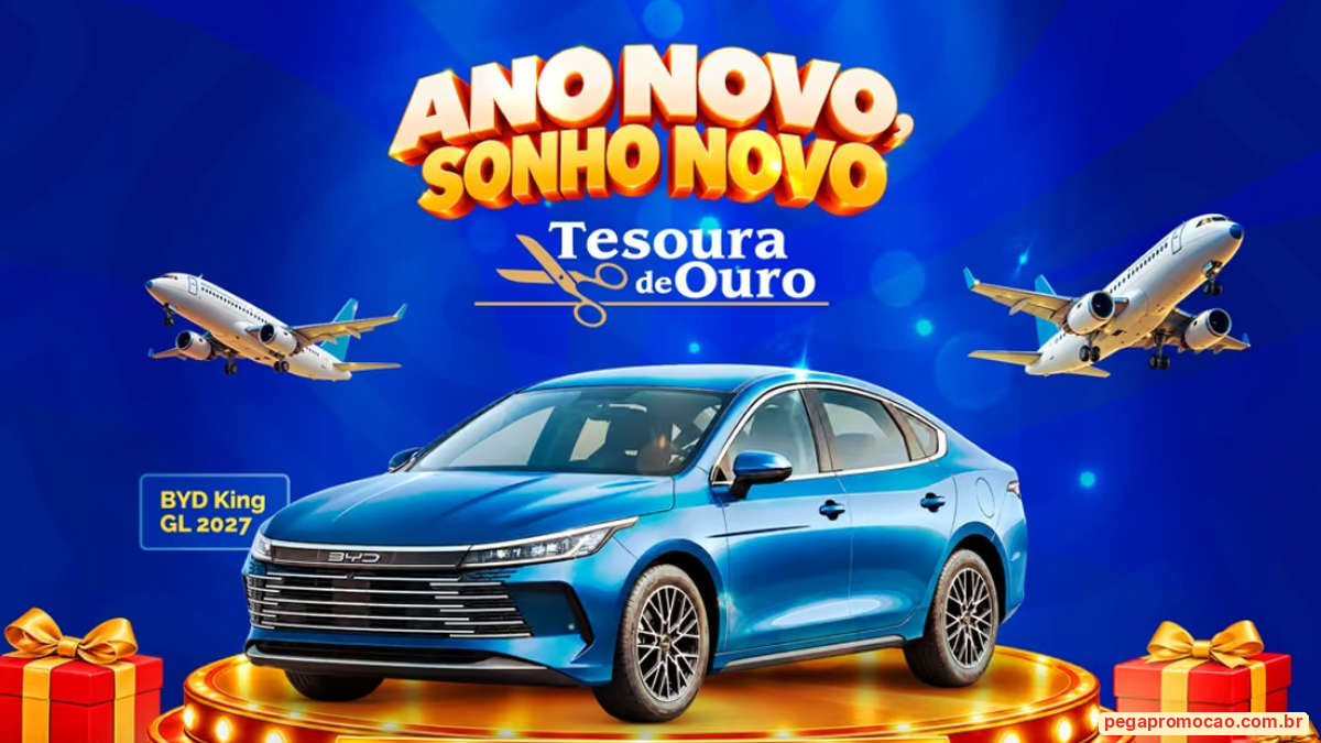 Banner da Promoção Tesoura de Ouro Ano Novo, Sonho Novo
